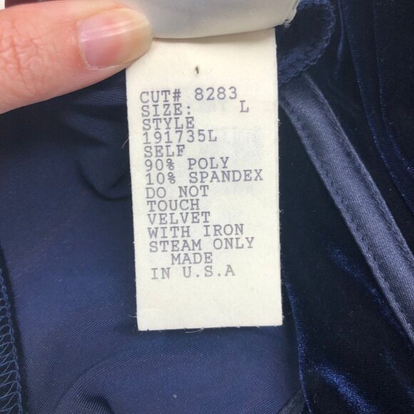 Tadashi Navy Blue Velvet Maxi Dress Size L Formal Evening - Picture 7 of 8